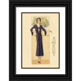 thumbnail image 1 of Vintage Fashion 23x32 Black Ornate Wood Framed with Double Matting Museum Art Print Titled - Daytime Dress in Navy, 1 of 4