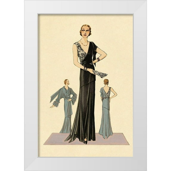 Vintage Fashion 23x32 White Modern Wood Framed Museum Art Print Titled - Modeles Originaur: Fashions for a Starlet