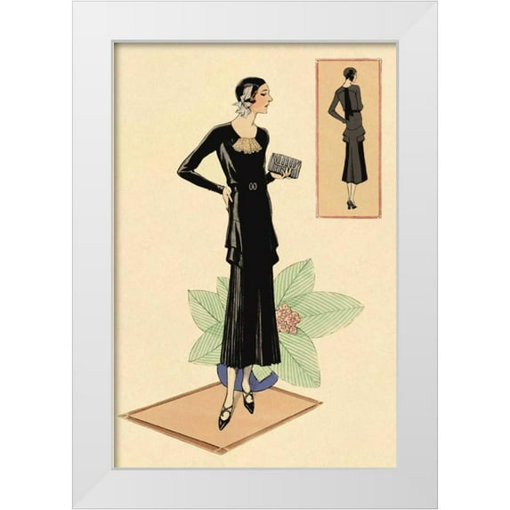Vintage Fashion 23x32 White Modern Wood Framed Museum Art Print Titled - Modeles Originaur: Layered Black Dress