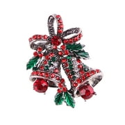 Vintage Fashion Bell Brooch Christmas Crystal Rhinestone Brooch Pin Breastpin Party Jewelry Clothing Accesories Xmas Gift (Silve