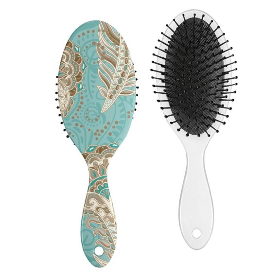 Vintage Fashion Detangler Hair Brush, Plaid Stripes Pattern, Soft Bristle Paddle Comb for Men, Women, Teens
