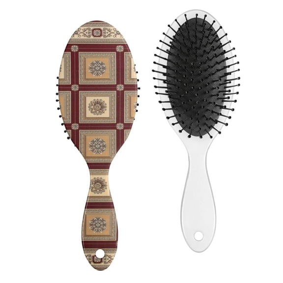 Vintage Fashion Detangler Hair Brush, Plaid Stripes Pattern, Soft Bristle Paddle Comb for Men, Women, Teens