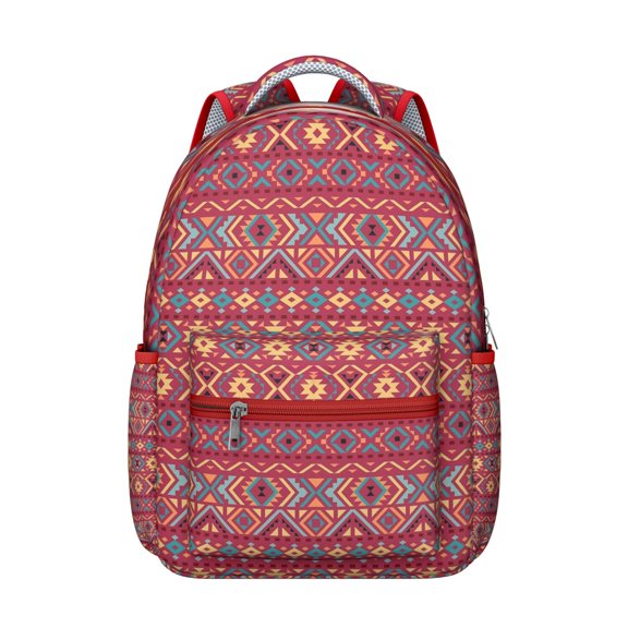 Vintage Fashion Geometric and Abstract Pattern School Backpack, Scratch-Resistant Material with Worn-Out Effect, Adjustable Straps, Comfortable Padding, Large Capacity School Bag