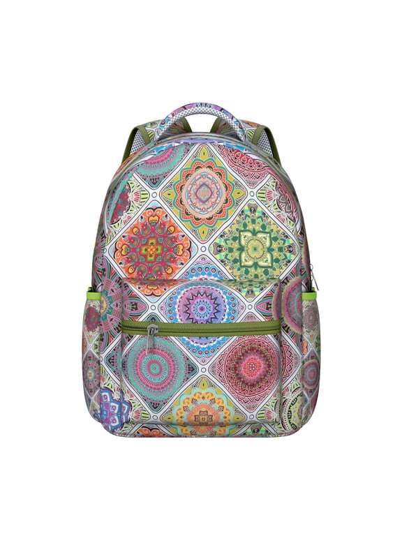 Vintage Fashion Geometric and Abstract Pattern School Backpack, Scratch-Resistant Material with Worn-Out Effect, Adjustable Straps, Comfortable Padding, Large Capacity School Bag