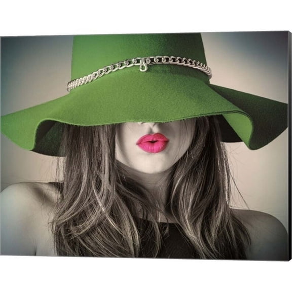Vintage Fashion - Green Hat by Color Me Happy, Canvas Wall Art, 20W x 16H