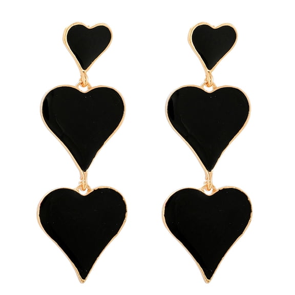 Vintage Fashion Matte Black Studded Women's Ear Nail heart-shaped Earrings