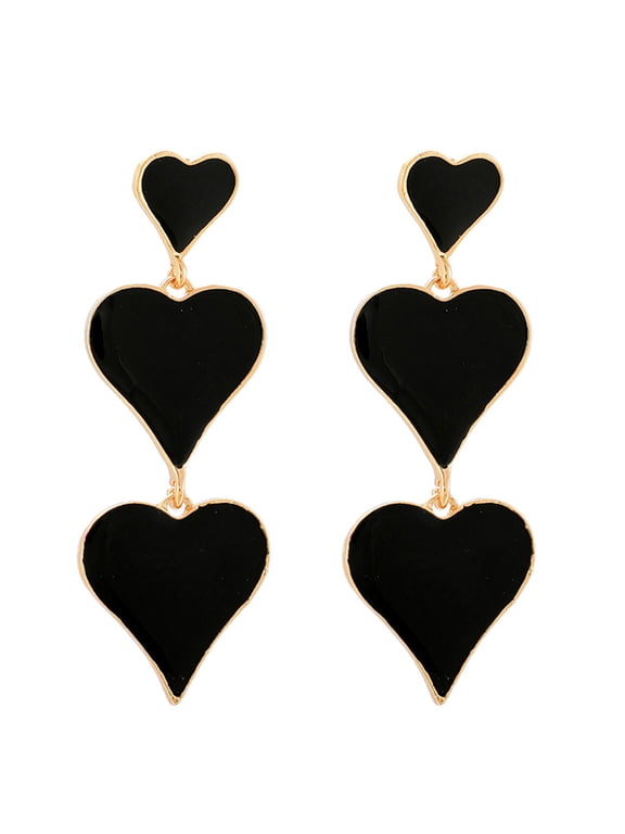 Vintage Fashion Matte Black Studded Women's Ear Nail heart-shaped Earrings