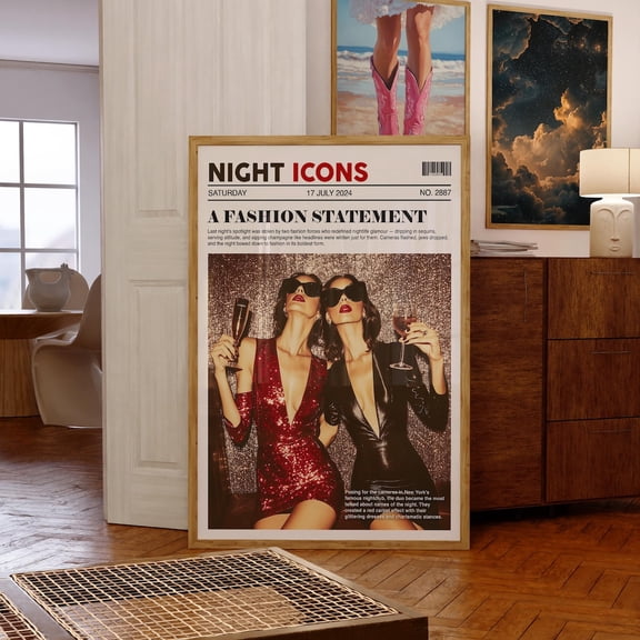 Vintage Fashion Newspaper Magazine Wall Art, Unframed Paper Print Size 16x24