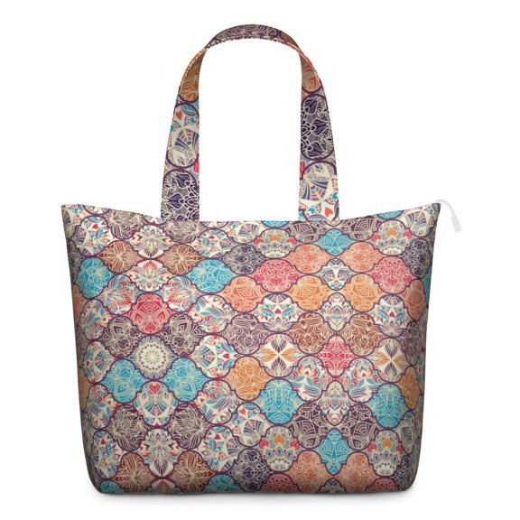 Vintage Fashion Travel Tote for Women, Boho Chic Duffel Bag with Earthy Floral Patterns, Retro Artistic Weekender for Yoga, Hiking, and Short Travel