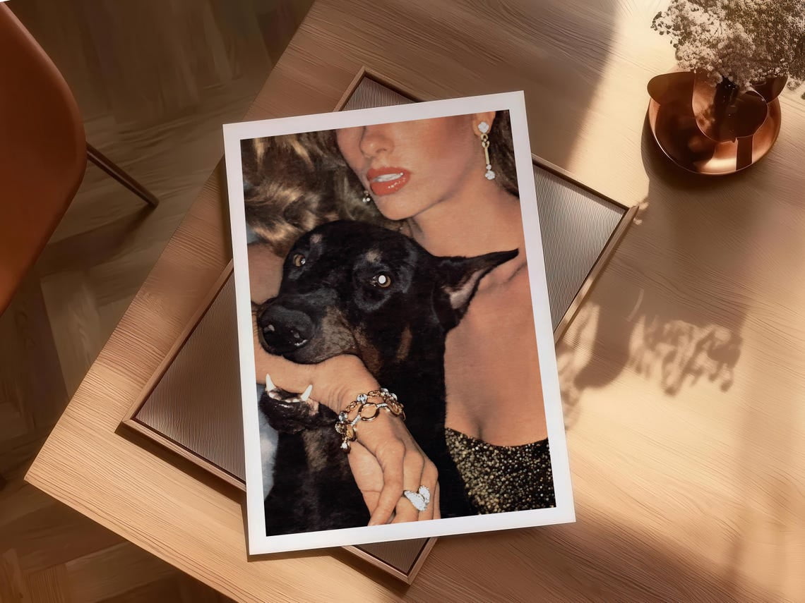 Vintage Fashion Wall Art Print, Woman With Doberman, Old Money ...