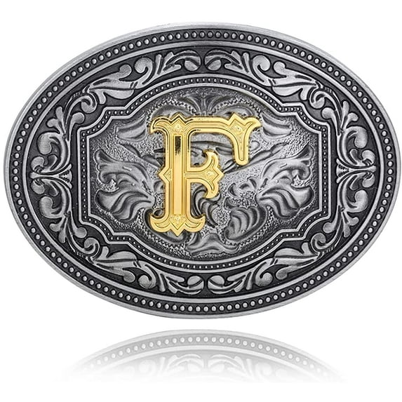 Vintage Fashion Western Belt Buckle Initial Letters From ABC to XYZ Cowboy Rodeo Belt Buckle for Men and Women, Best Gift