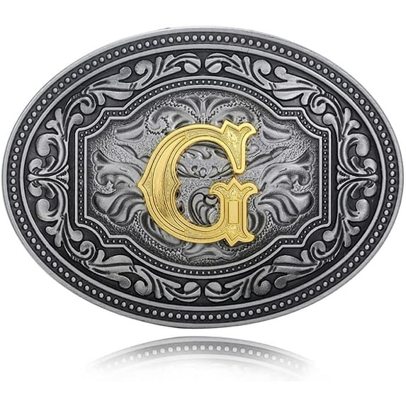 Vintage Fashion Western Belt Buckle Initial Letters From ABC to XYZ Cowboy Rodeo Belt Buckle for Men and Women, Best Gift