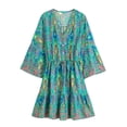 thumbnail image 1 of Vintage Fashion Women Hippie Wild Floral Print Bohemian Mini Dresses Summer Ladies Flare 3/4 Sleeve Rayon Holiday Boho Dress, 1 of 6