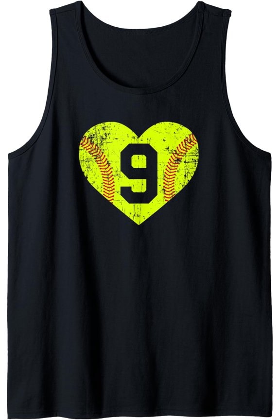 Vintage Fastpitch Softball 9 Jersey Number Tank Top Size S-3XL