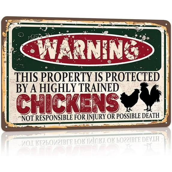 Vintage Fat Cat Metal Sign, Warning this property is protected bY a highly trained Fat Cat Sign Funny Tin Signs 12x8 Inch