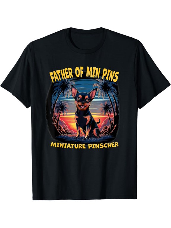Vintage Father Of Min Pins, Miniature Pinscher Dad, Fathers Day T-Shirt S-5XL Trending Birrthday Tee Gifts Vintage Tee -Birthday Gifts