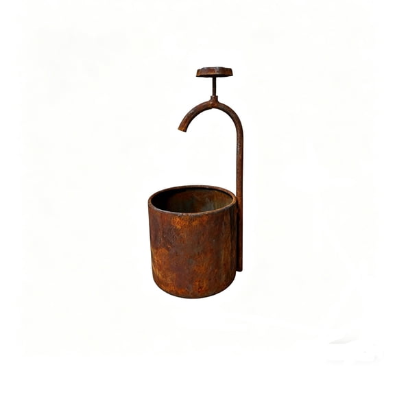 Vintage Faucet Shaped Metal Flower Pots, 11.8''x5.5'' Creative Rusty Planter for Indoor Tabletop and Outdoor Decor