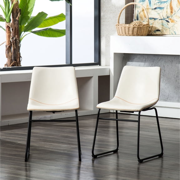 Vintage Faux Leather Chairs | Great for Dining and Entertaining | Sleigh - Style Legs for Stability | Solve the Problem of Wobbly Chairs