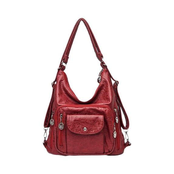 Vintage Faux Leather Handbag - Large Capacity 3in1 Convertible Satchel with Removable Shoulder Strap, Soft Textured Purse for Women - Versatile Elegant Design for Work, Travel, and Everyday Use
