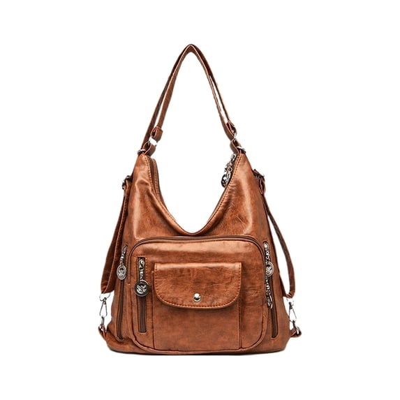 Vintage Faux Leather Handbag - Large Capacity 3in1 Convertible Satchel with Removable Shoulder Strap, Soft Textured Purse for Women - Versatile Elegant Design for Work, Travel, and Everyday Use