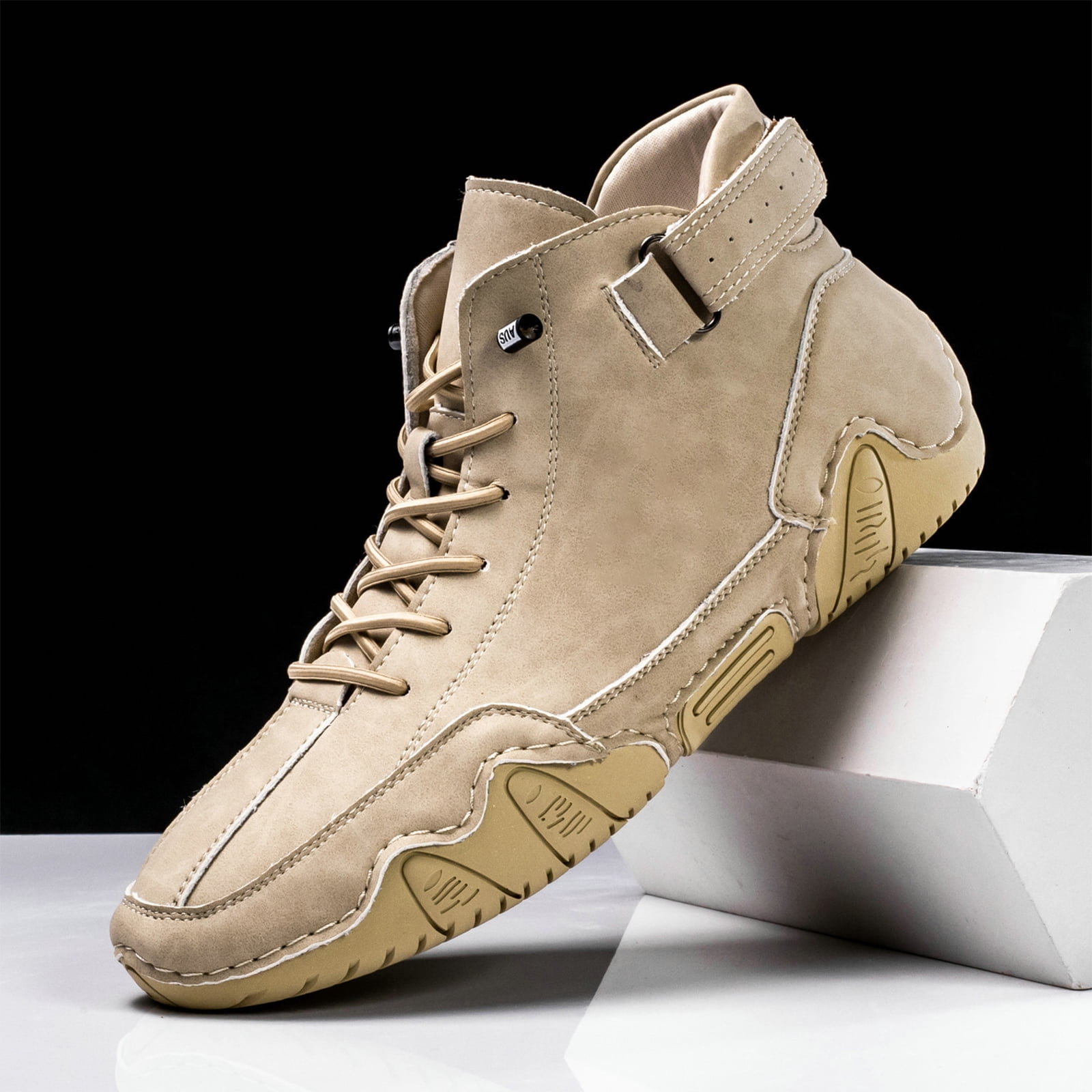 Vintage Faux Leather High-Top Sneakers, Men's Casual Ltalian