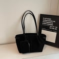 thumbnail image 1 of Vintage Faux Suede Tote Bag for Women, Buckle Design, Zipper Closure & Large Capacity, Shoulder Handheld Commuter Bag (13.8" x 8.3" x 4.7", 0.51 lb), 1 of 8