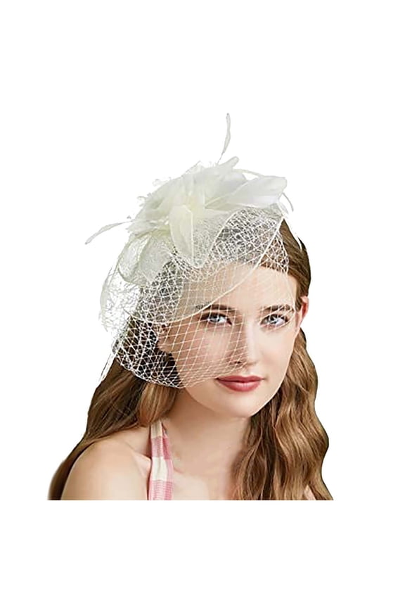 Vintage Feather Bridal Hat for Women Elegant Fascinator Headband for Weddings Parties and Evening Events Mens Head Bands Headband for Boys Sports Thick Headbands Women Headband Hair Headband