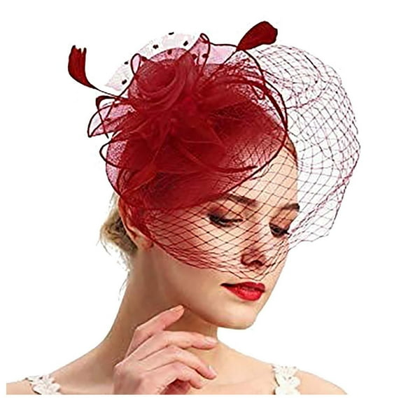 Hauaitttt Vintage Feather Bridal Hat for Women Elegant Fascinator Headband for Weddings Parties and Evening Events Men Hairband Metal Spoon Headband Headband Scarf for Women Womens Headbands No Milk