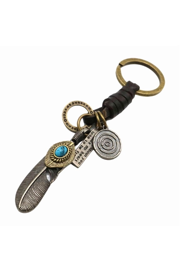 Vintage Feather Pendant Key Rings Fashionable Key Chains Alloy Texture Key Accessories Suitable for Men and Women