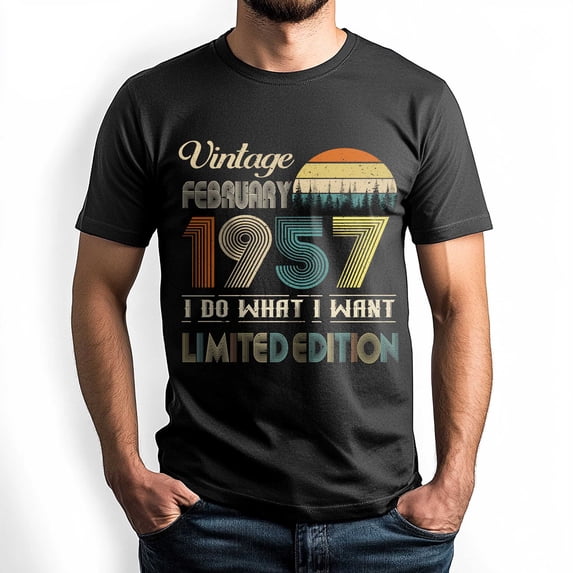 Vintage February 1957 T-Shirt - Retro Style Birthday Tee for Men - Meaningful Birthday Gift for February Born