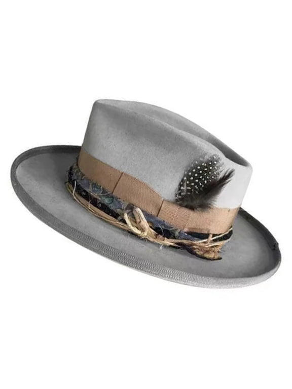 Vintage Fedora Top Hat Victorian Age Wool Short Brim Top Hat Old-fashioned Magician Hat for Boy Men Adults
