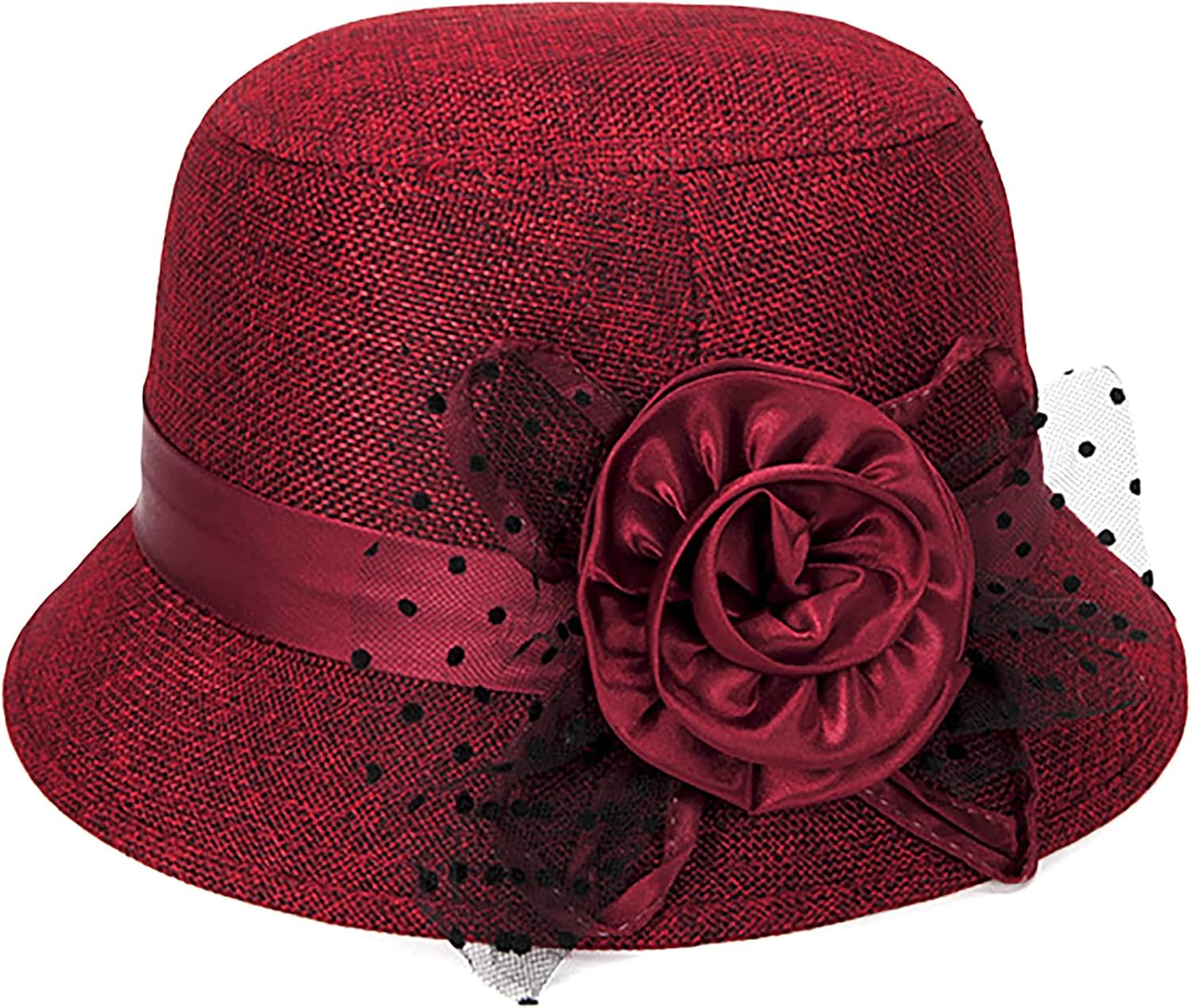 Vintage Felt Cloche Hat Winter Floral Fedora Bucket Hat 58cm Women main image 4