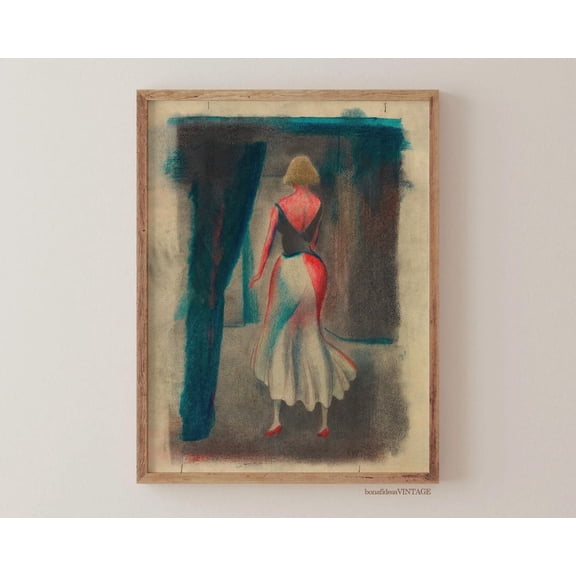 Vintage Female Figure Drawing Print Poster, Expressionist Wall Art Poster, Modern Home Decor, Unframed Canvas Size 8x12 F03.1.18l1913
