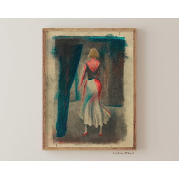 Vintage Female Figure Drawing Print Poster, Expressionist Wall Art Poster, Modern Home Decor Warm Present Vintage UNFRAMED Poster Size 8x12