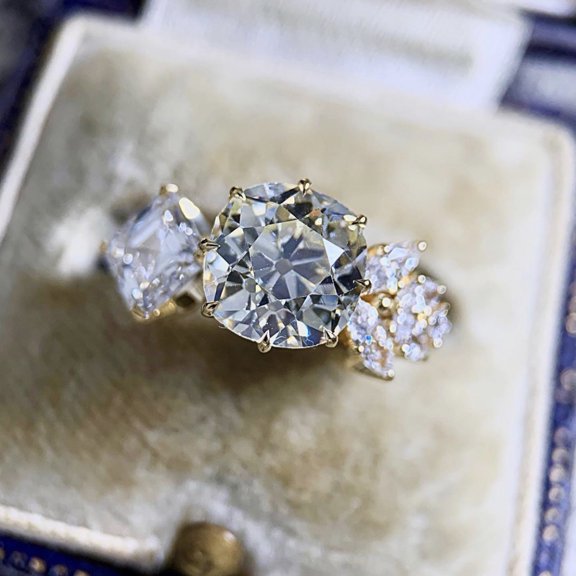 Vintage Female Oval Crystal Stone Ring Set Charm Gold Color Ring Luxury Geometry Rings For Women