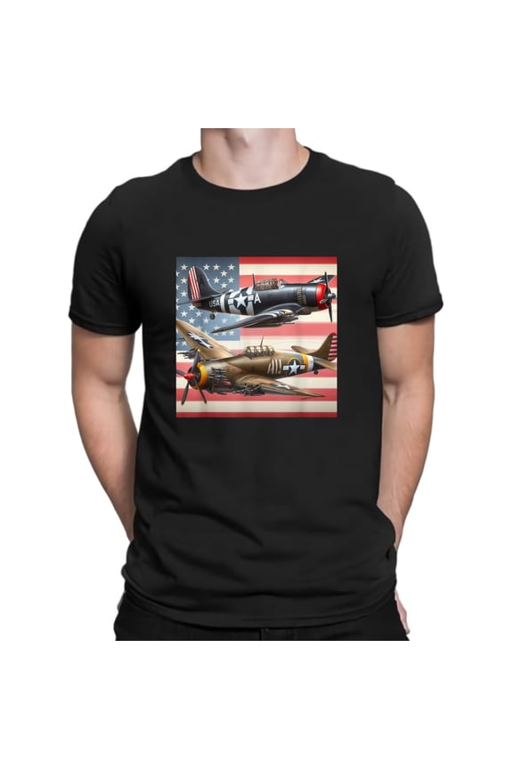 Vintage Fighter Jet Graphic Shirt, Retro Airplane Theme Gift Tee with USA Style S-3XL