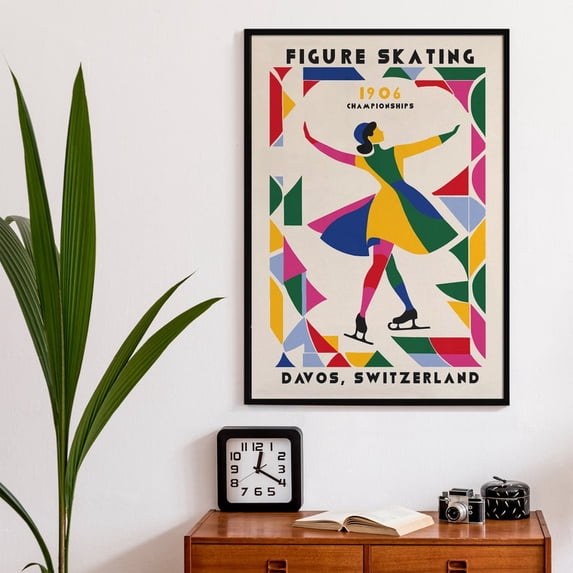 Vintage Figure Skating Poster 1906 Championships Art, Unframed Paper Poster 8x10in