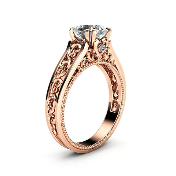 Vintage Filigree Moissanite Engagement Ring In Rose Gold