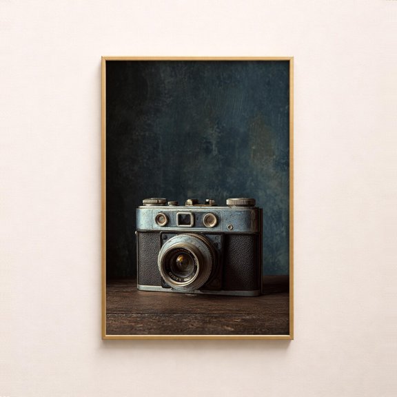Vintage Film Camera Wall Art Print, Moody Retro Photography Decor