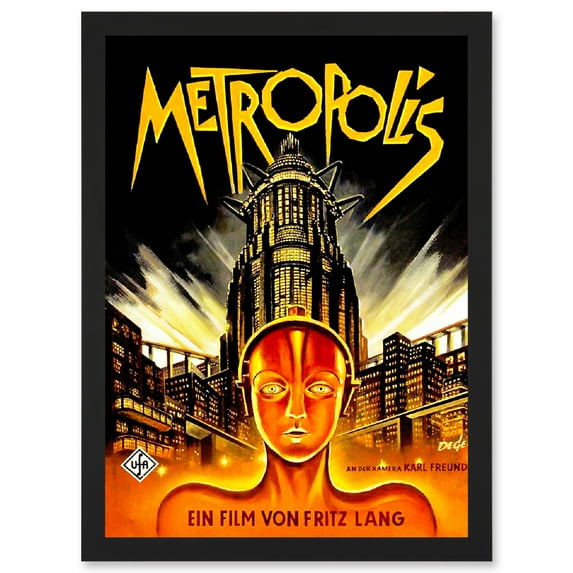Vintage Film Movie Metropolis 1927 Sci Fi Machine Future Fantasy Artwork Framed Wall Art Print A4