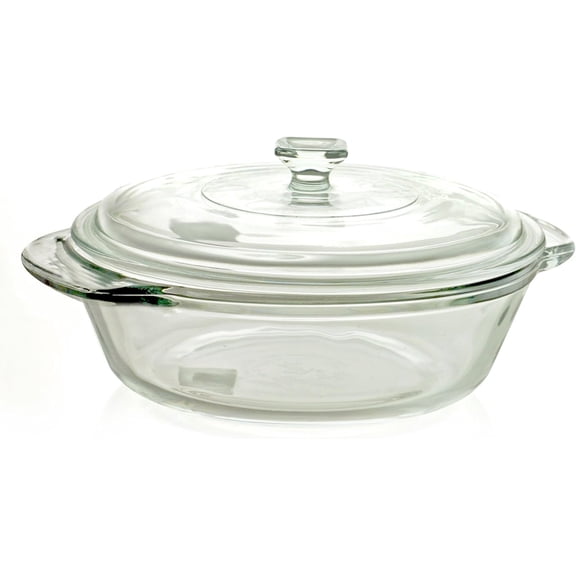 Vintage Fire-King Casserole Baking Dish with Lid, Glass, 2-Quart
