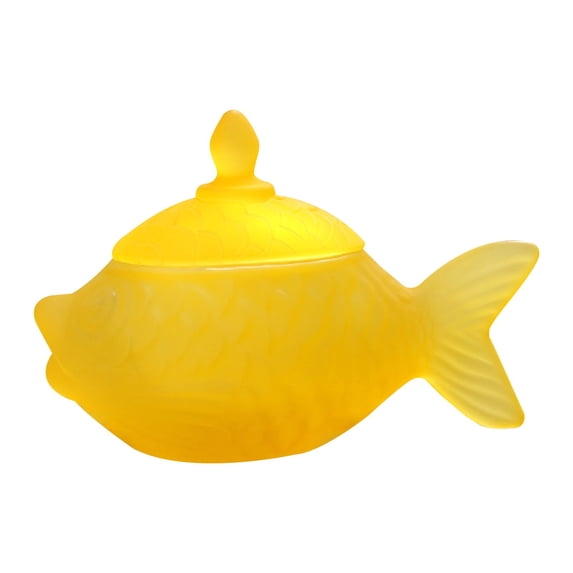 Vintage Fish on Nest Crystal Glass Covered Candy Dish, Clearance, Decorative Pedestal Bowl with Lid, Colorful Glass Jar for Candy, Jewelry, Home Decor & Table Centerpiece(D)