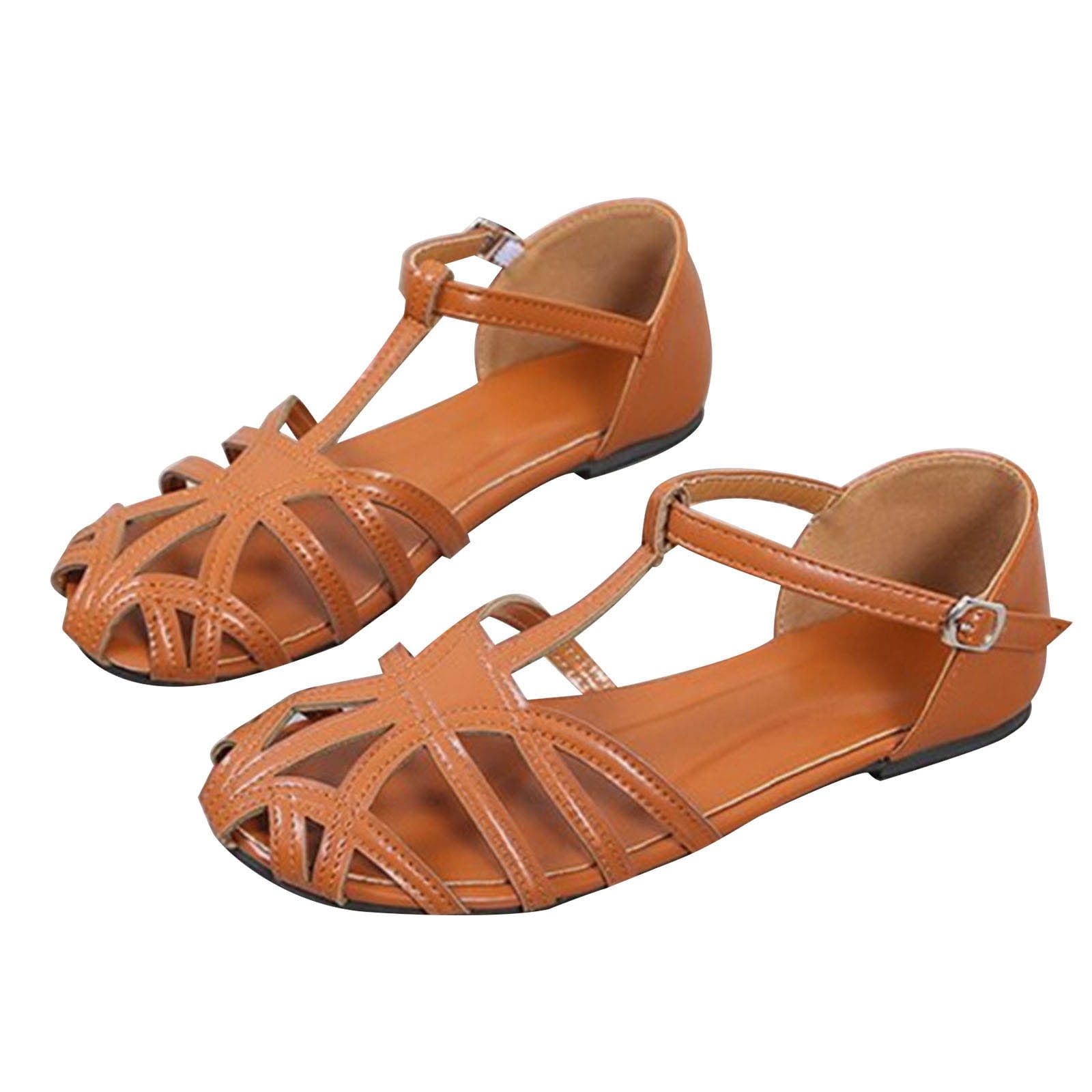 Vintage Gladiator Women s Sandals T Strap Flat Casual Shoes for Summer Walking Walmart