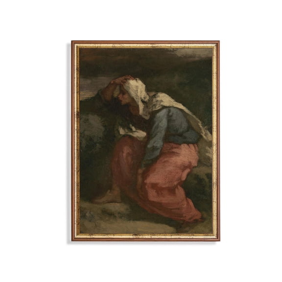Vintage Fisherwoman Art Poster Moody 18Th Century Portrait Home Decor, 12x18 UNFRAMED