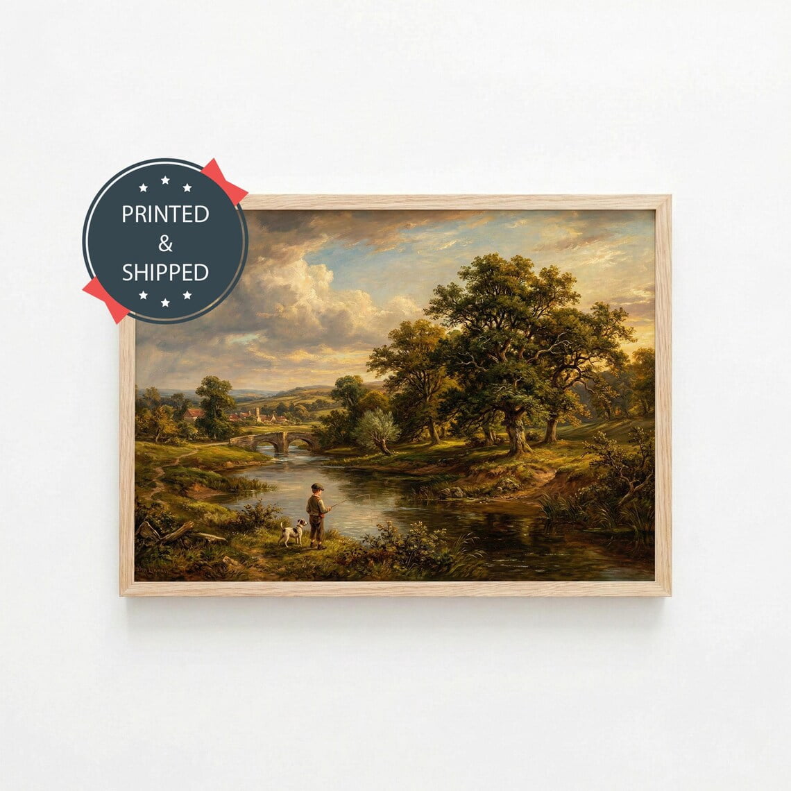 Vintage Fishing Landscape Poster, Countryside, Living Room And Gallery ...