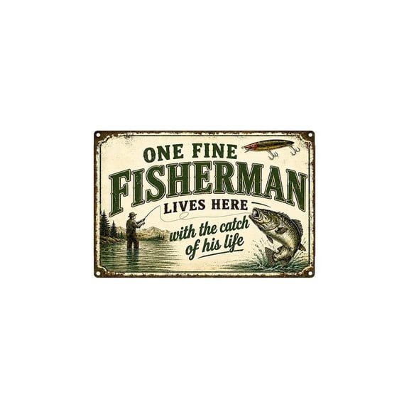 Vintage Fishing Metal Sign, Funny Fishing Sign Art Wall Decoration, Retro Iron Plate SignS for Lakeside Cottage
