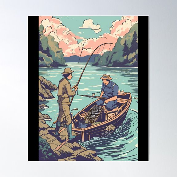 Vintage Fishing Poster Wall Art, Modern Wall Decor For Living Room Bedroom, 16x24 UNFRAMED