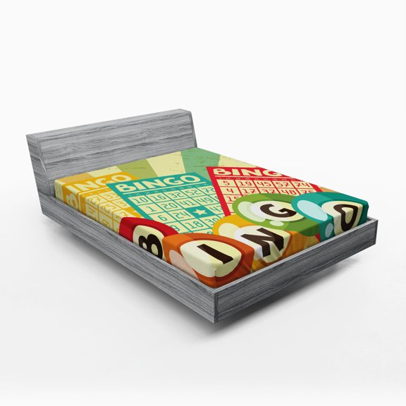 Ambesonne Vintage Fitted Sheet, Pop Art Cards Lottery, Full Size, Multicolor