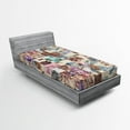 thumbnail image 1 of Ambesonne Vintage Fitted Sheet, Grunge Abstract Floral Art, Twin XL Size, Champagne and Multicolor, 1 of 2