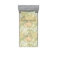 thumbnail image 1 of Vintage Fitted Sheet & Pillow Sham Set, Art Nouveau Inspired Nostalgic Outline Bold Flowers Pastel Colors, Decorative Printed 2 Piece Bedding Decor, Twinxl, Pistachio Green and Peach, by Ambesonne, 1 of 2
